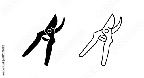 Set of 2 gardening pruning shears icons vector