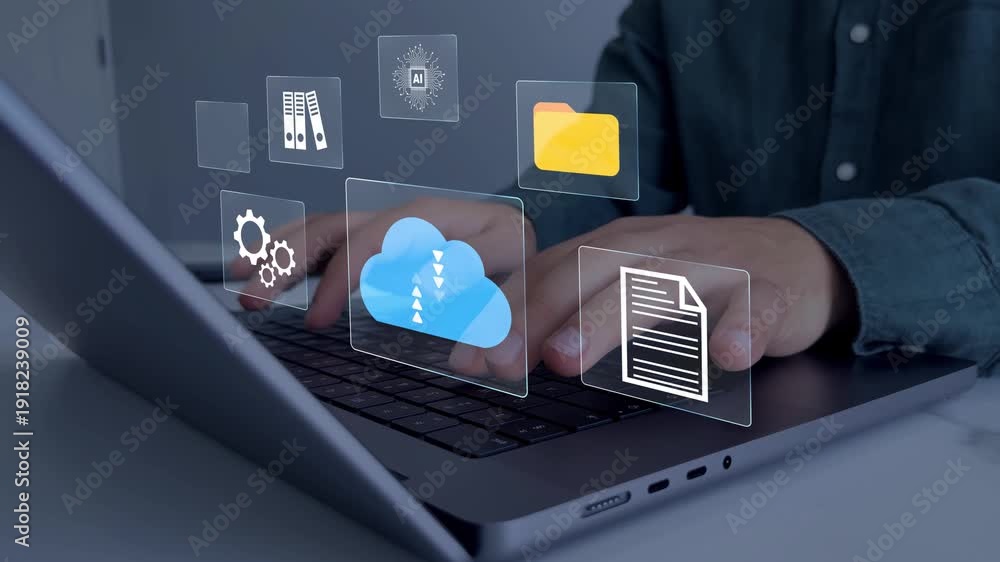 Cloud data exchange via FTP, secure file transfer and backup, digital ...