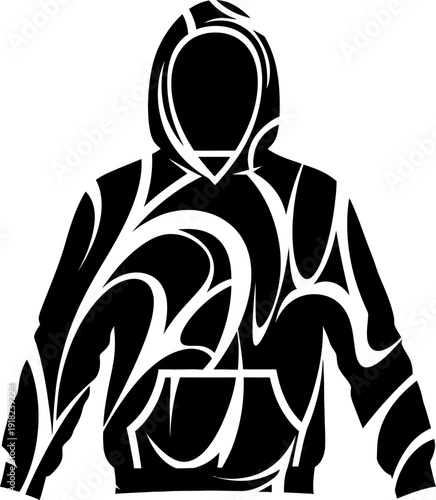 Black hoodie with white graffiti design illustration