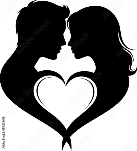 Silhouette of two women forming a heart