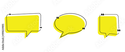 Hand drawn simple Quotations Frame and Text Template for graphical speech bubbles or boxes to add decorative elements and  presentations, websites. Vector frame set on White Background.