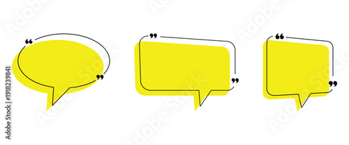 Hand drawn simple Quotations Frame and Text Template for graphical speech bubbles or boxes to add decorative elements and  presentations, websites. Vector frame set on White Background.