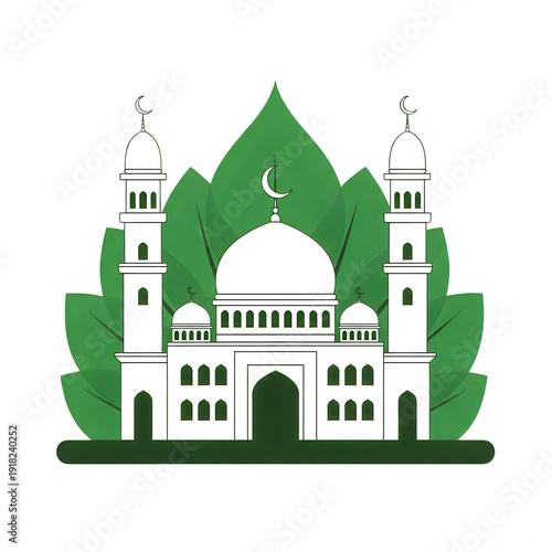 Green university building isolated on a transparent background