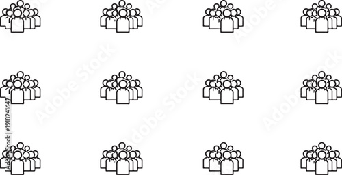 Group of people standing together in a crowd formation with white background