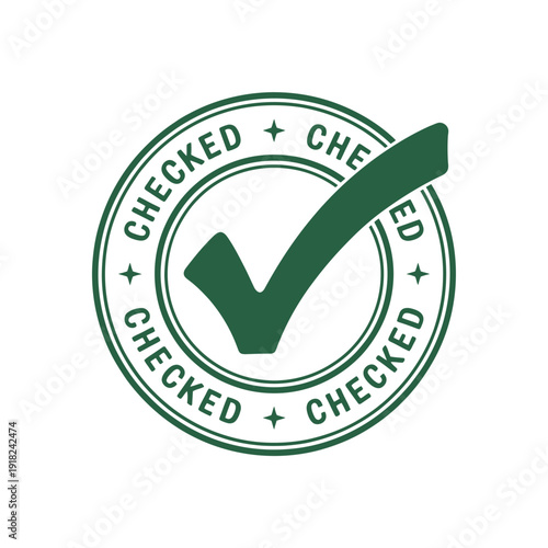 Green circular checked badge with a prominent white checkmark inside