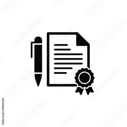 Contract with pen and seal a symbol of agreement and certification