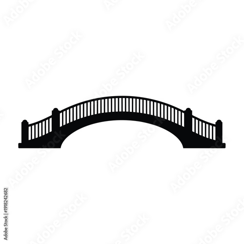 Simple black and white illustration of an arched stone bridge