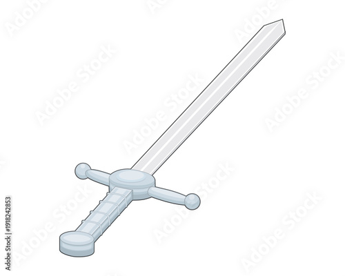 vector design of a sword made of steel or iron with a double edge that is similar to the one knights or soldiers used in ancient times in Europe, usually used for war
