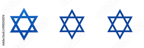 Tableau sur toile Set of blue Star of David symbols representing Jewish identity and Judaism isola
