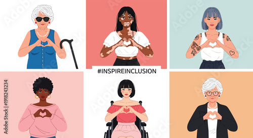 Illustrations of women with disabilities diverse abilities and beauty