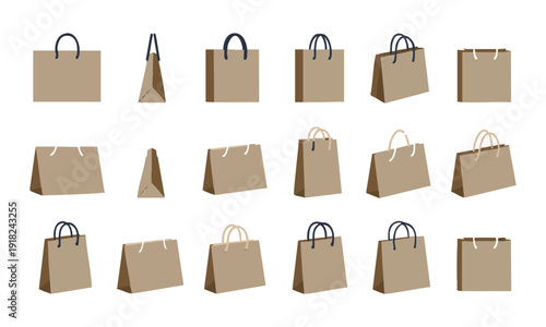 Shopping bag packaging icon collection retail design vector illustration, easily editable.