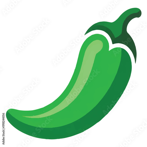 Green chili pepper vector illustration with gradient shading and realistic vegetable texture for spicy food branding organic cooking design element isolated on transparent background surface