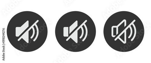 Simple mute audio volume control icon. Vector mute mark symbol used to turn off sound and web design.