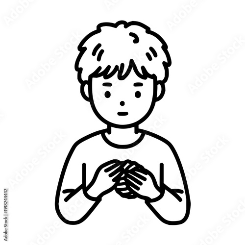 Sad Boy Clenching Fists in Frustration Isolated on White Background