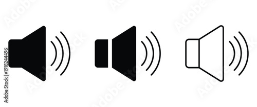 Black and white audio volume speaker for Media Players and Sound Control. Vector sign and symbol.