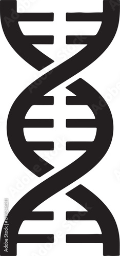 Black stylized double helix D N A strand on white background also transparent background science biology