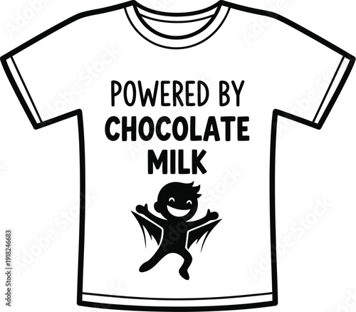 Fun t-shirt design powered by chocolate milk for kids and adults