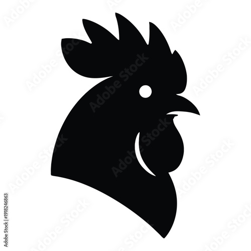 Black Silhouette of a Rooster's Head