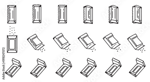 A detailed illustration of a door opening and closing in various positions and angles in a sequence.