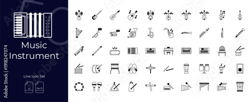 Music Instrument Duotone Editable Icons set
