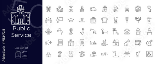 Public Service Line Editable Icons set