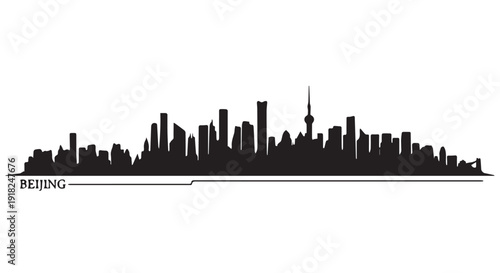 Black silhouette of Toronto city skyline with CN Tower, Ontario, Canada, urban landscape, cityscape