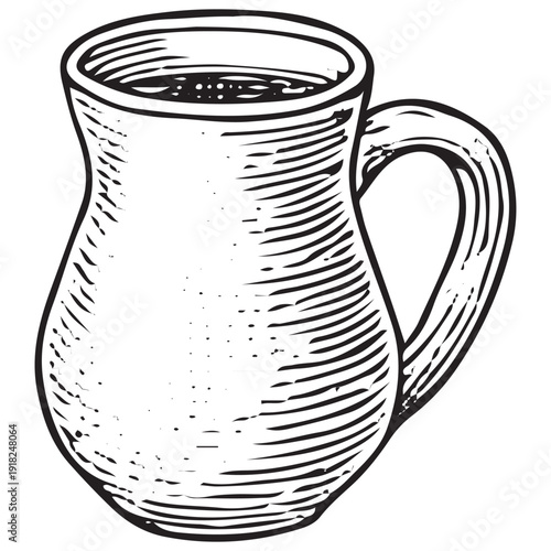 Coffee mug sketch, hot beverage cup illustration, drinking vessel vector