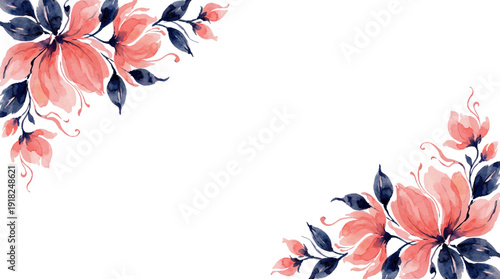 Vibrant red and pink floral corner border perfect for romantic valentine cards and wedding stationery