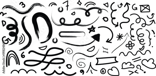 A collection of various hand drawn doodles and abstract shapes