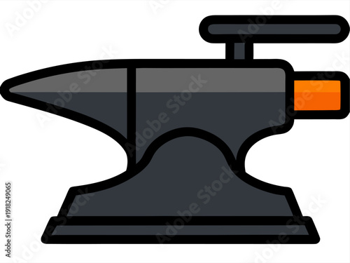 Classic blacksmith anvil with hammer symbolizing traditional metalworking and craftsmanship tools in a simplistic style