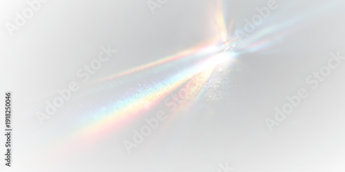 Crystal prism rainbow flares glow softly across black background. Holographic reflections scatter multicolor brilliance. Abstract overlay adds whimsical dreamy effect.
