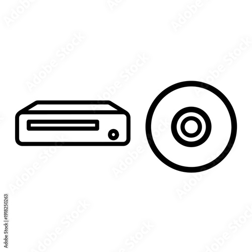 Vector illustration of a Blu-ray drive, clean and minimalist, representing digital media storage and technology.