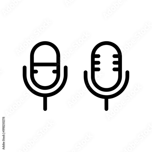 Minimalist microphone icon representing audio recording, music, and podcasting, clean vector art.