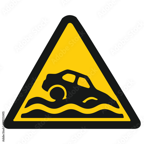 Flooded car warning sign vector illustration
