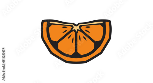 Fresh orange half slice icon, citrus fruit symbol on isolated white background.