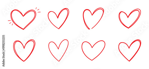 Charcoal hearts doodle set love pencil drawings icon
