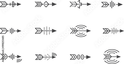 Set of vector arrow icons and abstract symbols