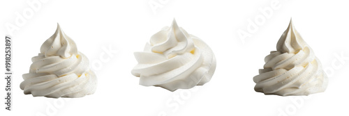 Obraz na płótnie Set of Swirled Whipped Cream Dollops transparent background, PNG