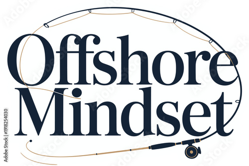 Offshore mindset fishing rod with reel vector graphic illustration