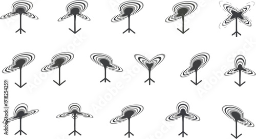 Set of black people silhouettes vector icons with tools and construction elements