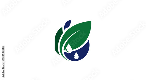Eco friendly green leaf logo design with water drop.