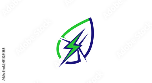 Green lightning bolt emblem surrounded by leaf shape.