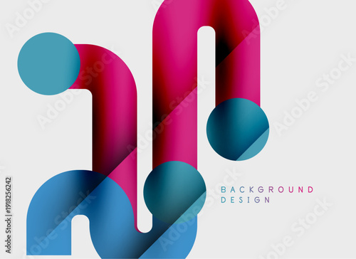 Abstract shapes overlap, creating vibrant color gradients. Modern design with smooth curves, simple background. Minimalist aesthetic.