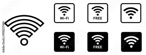 Wi-Fi電波アンテナマーク標識アイコン四角