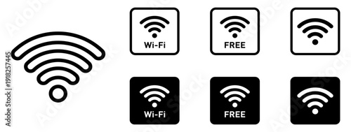 Wi-Fi電波アンテナマーク標識アイコン角丸四角