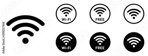 Wi-Fi電波アンテナマーク標識アイコン角丸円形