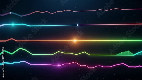Vibrant Neon Wave Lines Motion Graphics Data Visualization Technology Background