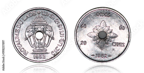Fotografie Сoin 20 centimes. Republic of Laos. 1952