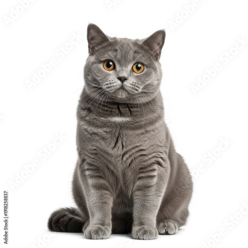 A majestic british shorthair cat with striking blue eyes and a regal posture