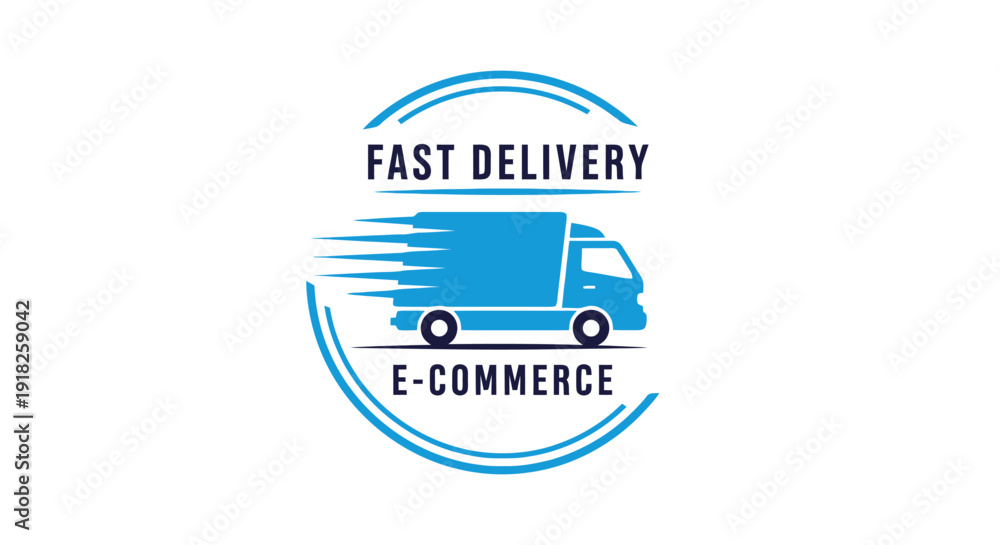 Fototapeta premium Fast delivery e-commerce truck icon.